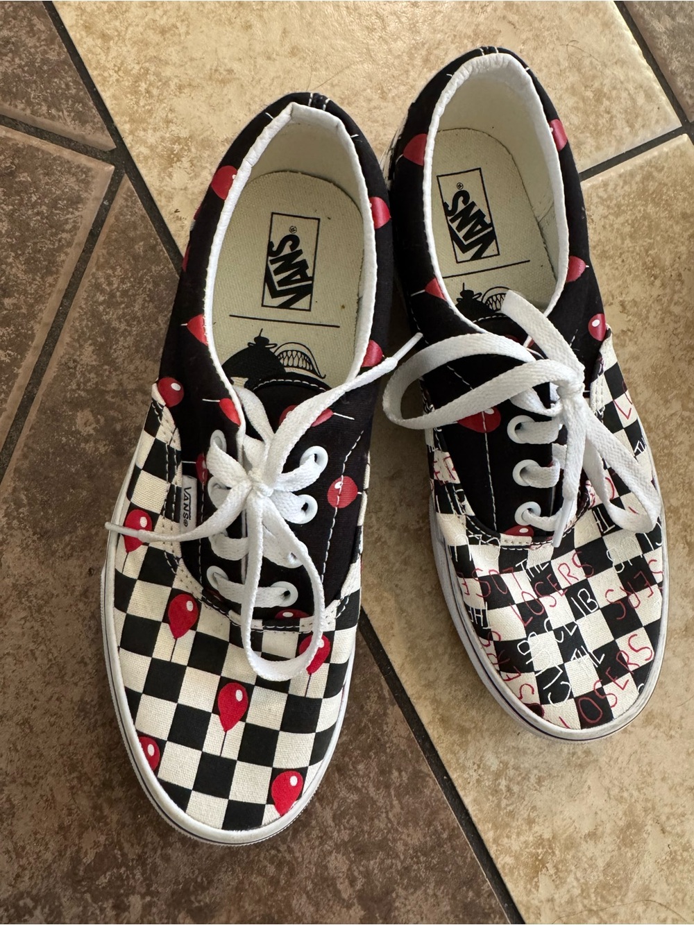 Vans Kids Checkerboard Lace-Up Sneakers - Black & Red